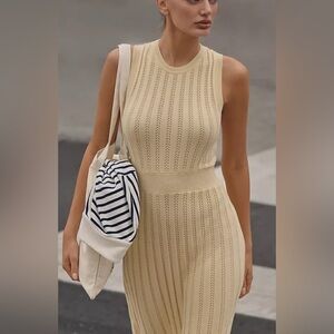 Anthropologie Cream Sleeveless Knit Dress
